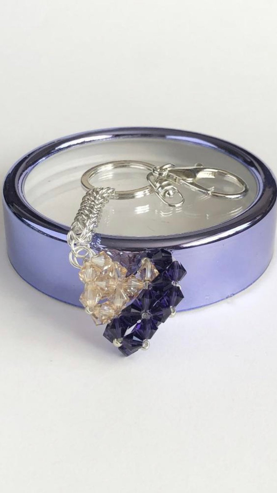 Swarovski Heart Amethyst & Golden Handbag Charm 