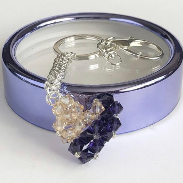 Swarovski Heart Amethyst & Golden Handbag Charm 