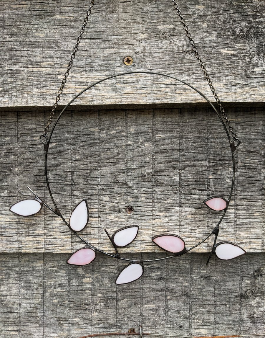 Stained Glass Wreath, Wildflower Wreath, Stained Glass Flower Pussy Willow