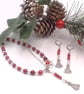 Pearl & Crystal Necklace and Earrings with Christmas Tree Charms, Christmas 2025