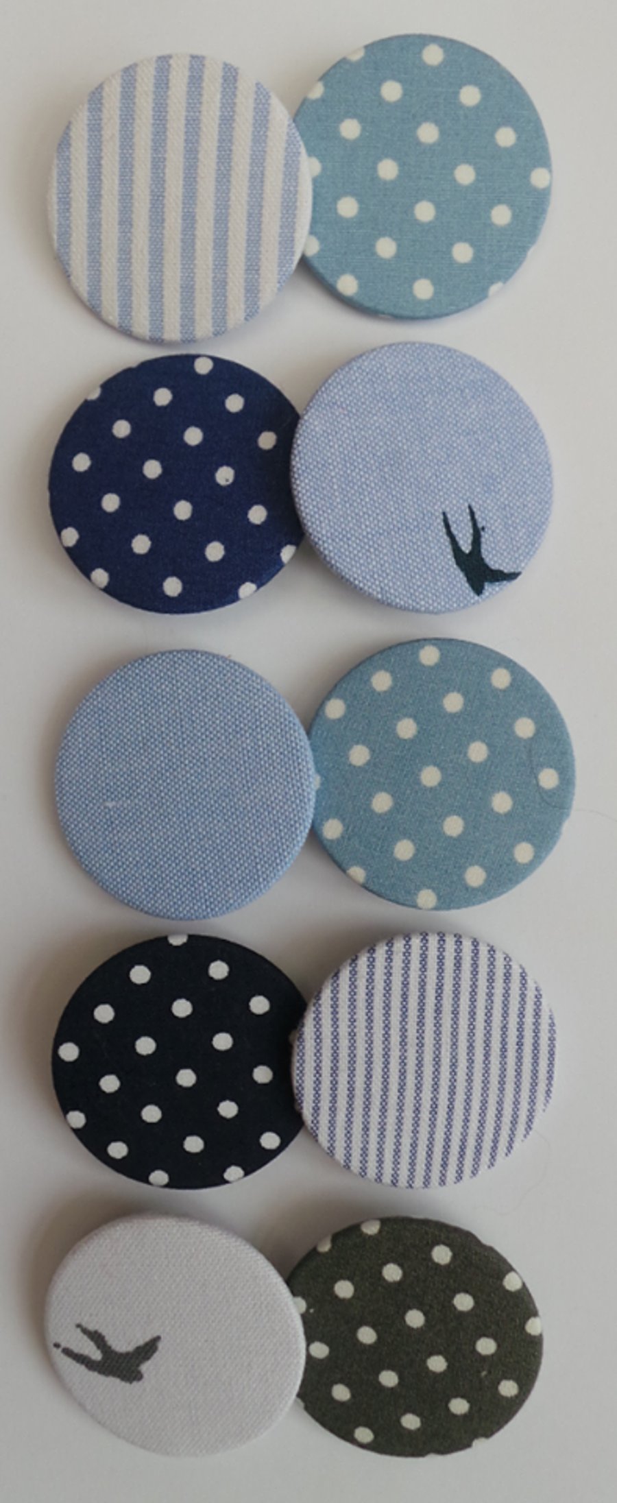 Blue Bird Collection Fabric Covered Badges one patterned one polka dot 2 pack