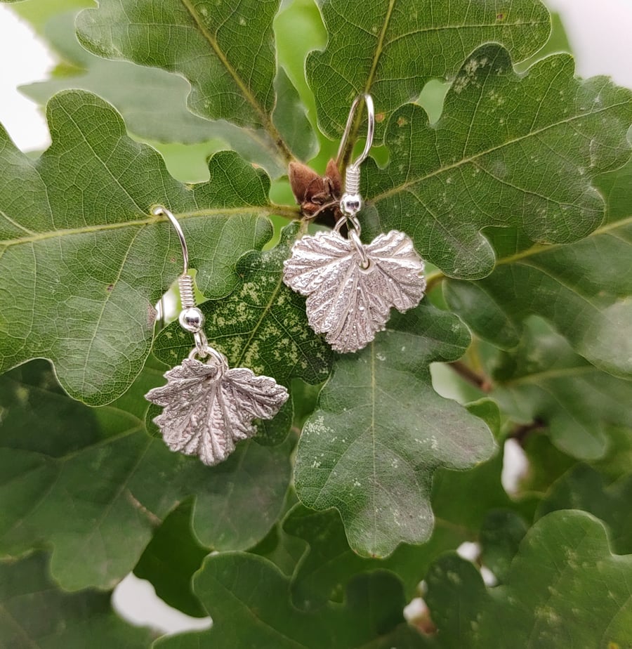 Delicate geranium leaf earrings