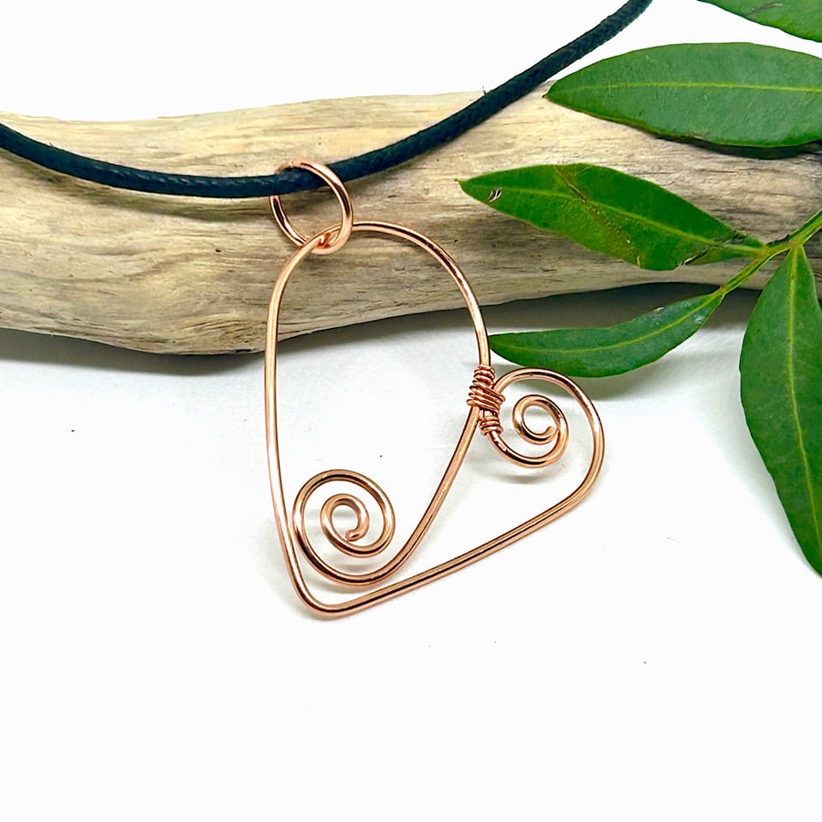 Copper Heart Pendant Necklace Valentine’s Gift