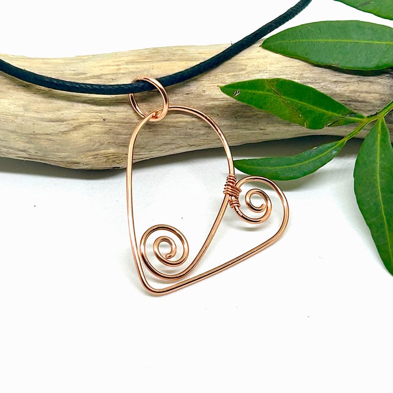 Copper Heart Pendant Necklace Valentine’s Gift