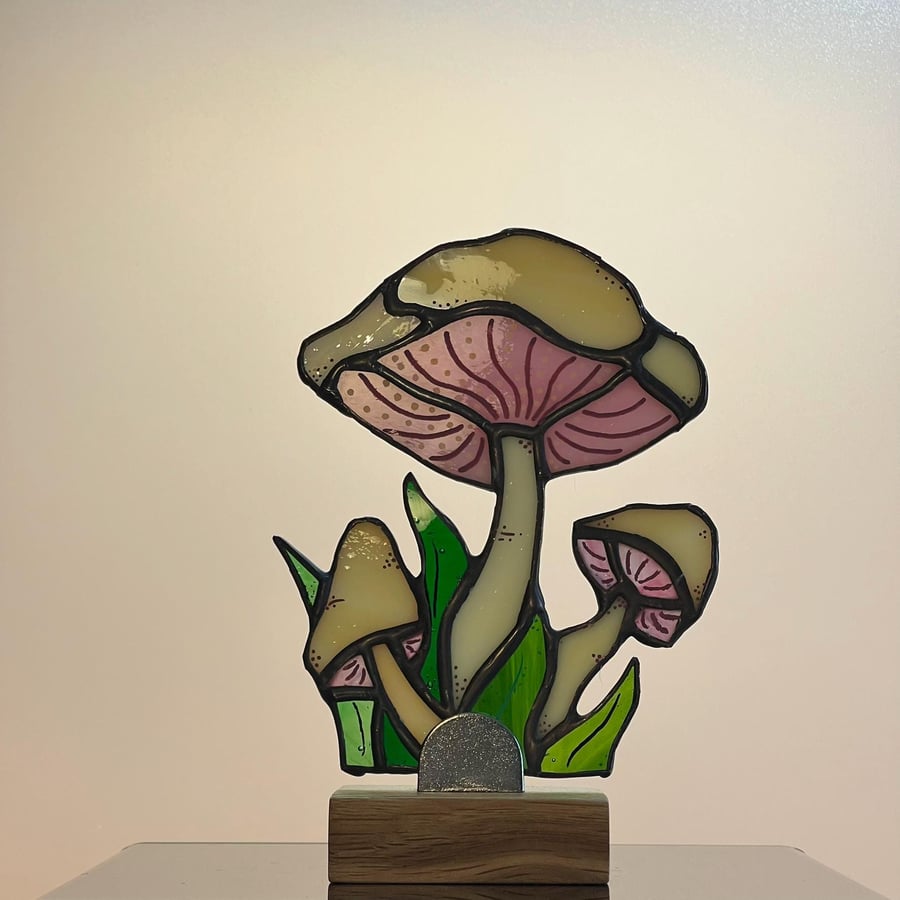 Stained Glass Mushroom, Glass Art, Fungi, Nature