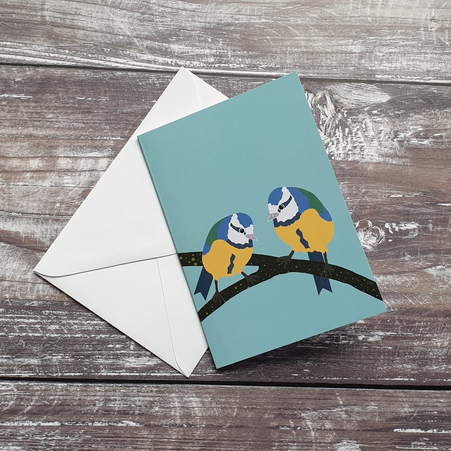 Blue Tit Songbird Greeting Card