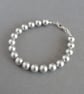 Simple Silver Pearl Bracelet - Light Grey Bride or Bridesmaids Jewellery Gifts - Image 2