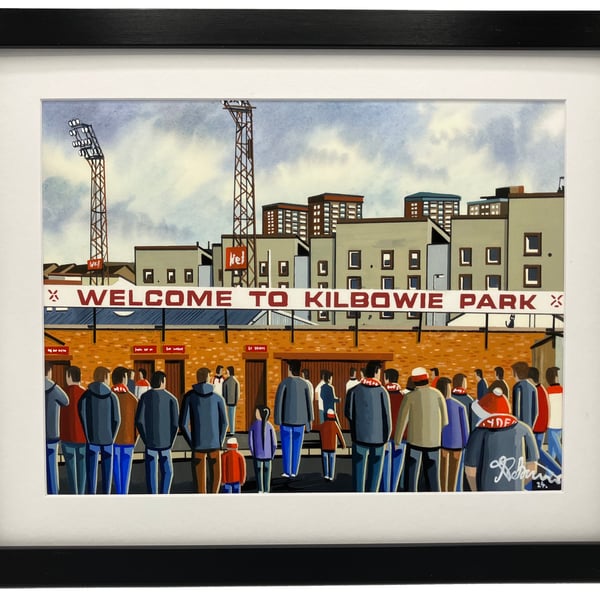Clydebank, Retro Kilbowie Park, Framed Football Art Print. 14" x 11" Frame Size