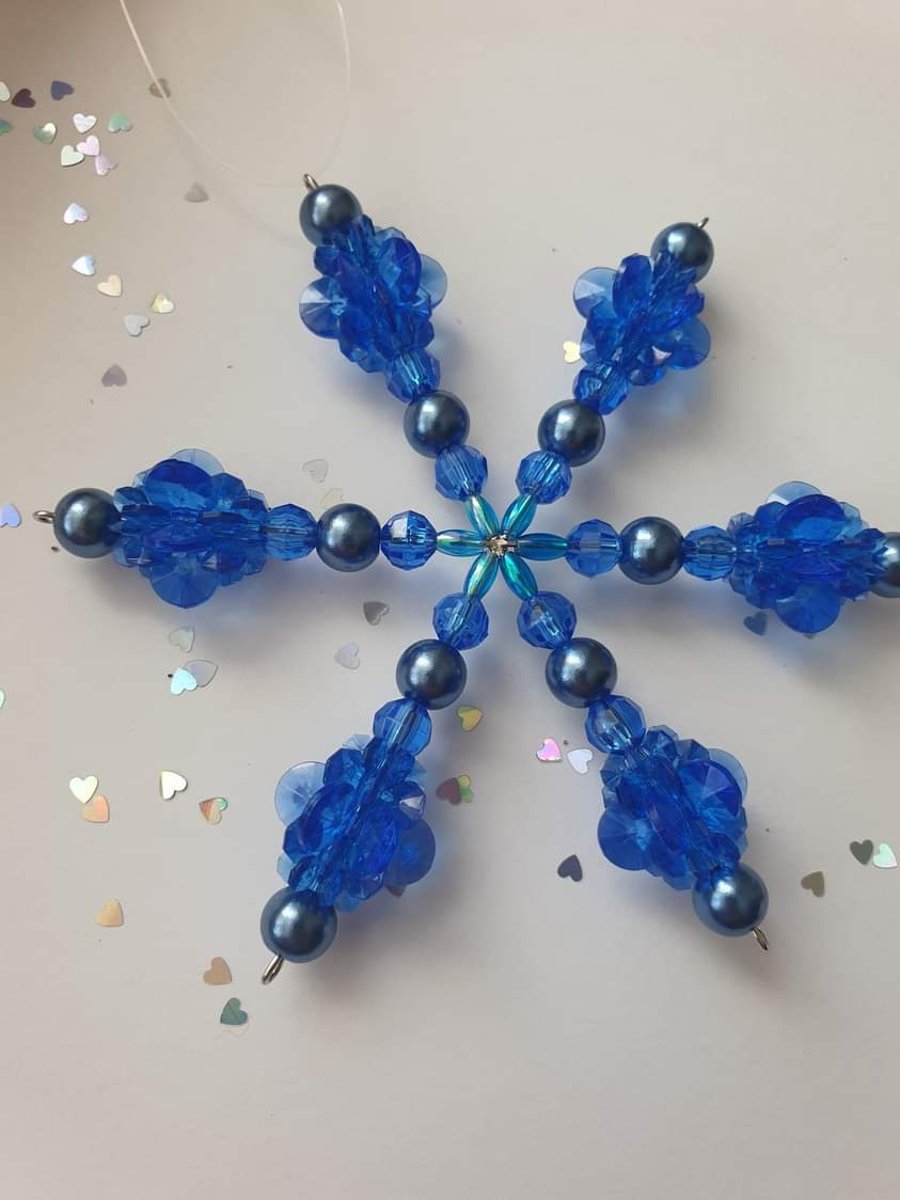 Blue Beaded snowflake