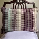 Rosanna cushion: Aubergine, Minty Green & Ecru. Handwoven in Wales
