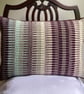 Rosanna cushion: Aubergine, Minty Green & Ecru. Handwoven in Wales