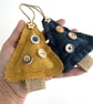Mini Christmas Tree Hanging Christmas Decoration Duo, Golden Yellow & Navy Blue - Image 9