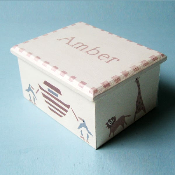 Noah's Ark, Small Keepsake Box, Child's Personalised Gift
