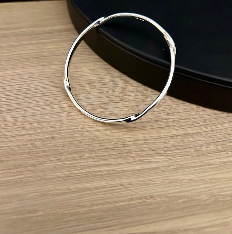 "Seasons" - Sterling Silver Bangle 4 Twists - Made to any size - 4mm x 3mm
