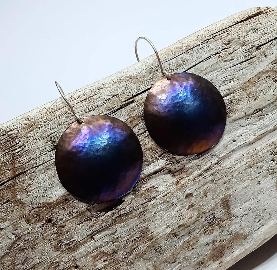  Handmade Coloured Titanium Disc Earrings - UK Free Post