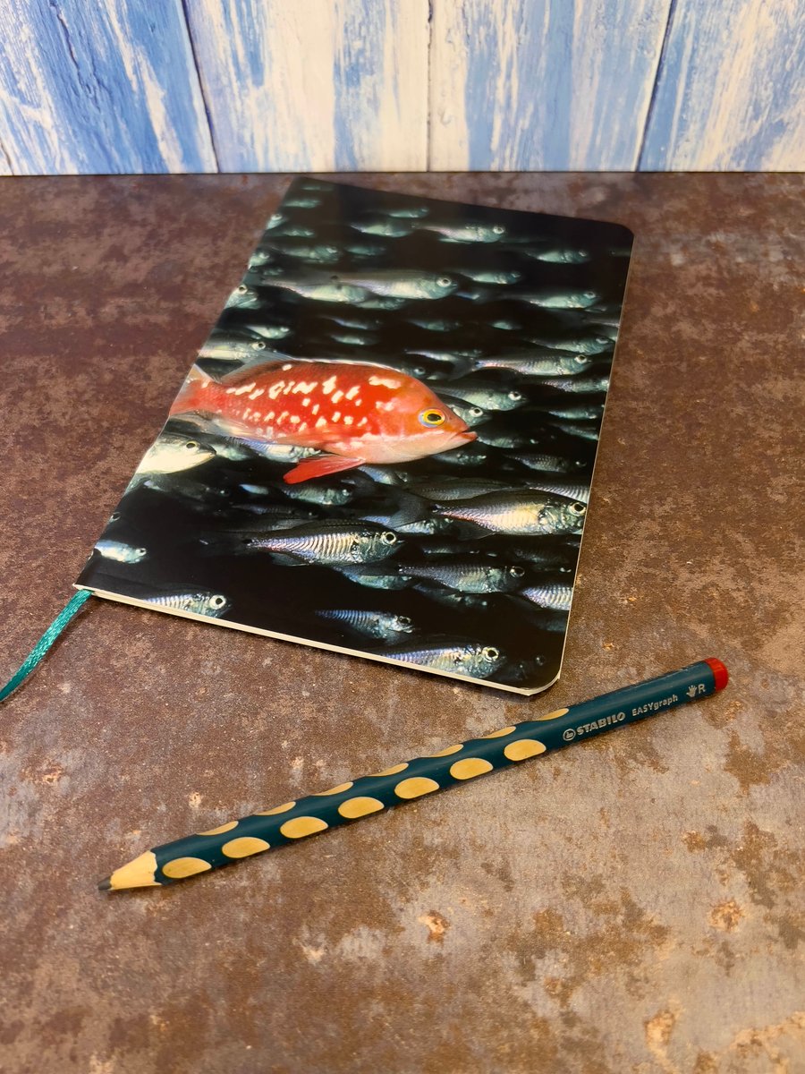 Notebook, Marine themed, A5 (ish), made from up-cycled and recycled materials.