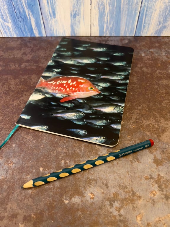 Notebook, Marine themed, A5 (ish), made from up-cycled and recycled materials.