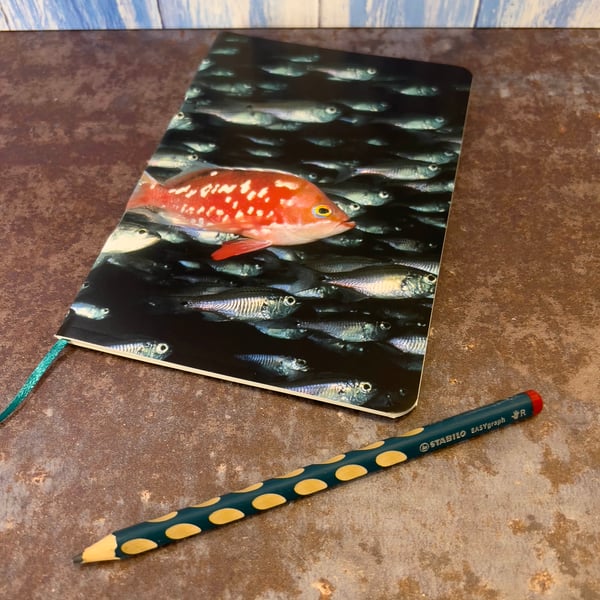 Notebook, Marine themed, A5 (ish), made from up-cycled and recycled materials.