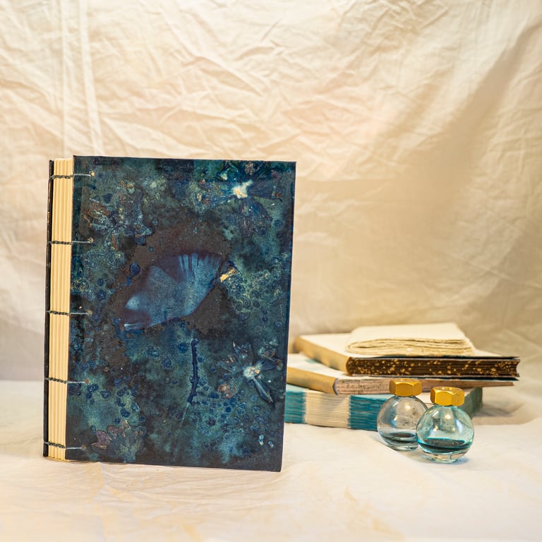 A5 Coptic Journal with Wild Poppies and Mallows (Folksy139)