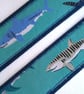 Shark bookmark- textile bookmark in aqua blues and navy - Image 4