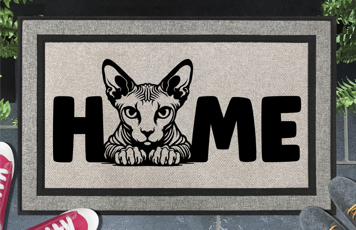 Sphynx Cat Home Door Mat No.4 - All Weather Doormat - 45x70cm 