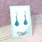 Bright turquoise teardrop earrings, lightweight and colourful dangle earrings