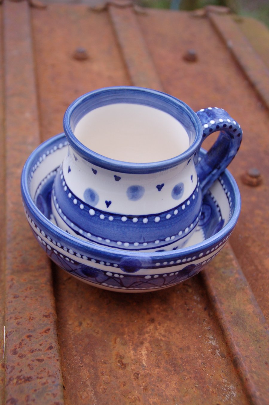blues mug and bowl set