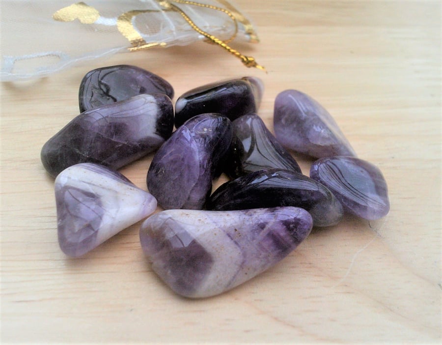Amethyst Stones, Chevron Amethyst Tumbled, Making Jewellery, Stones for Crafting