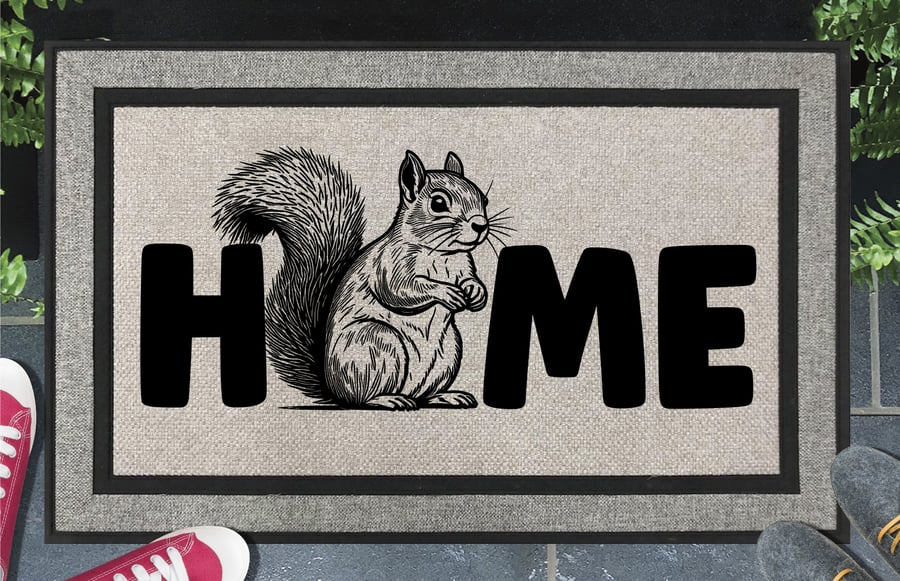 Squirrel Home Door Mat No.3 - Squirrel Welcome Mat - All Weather, 45x70cm 