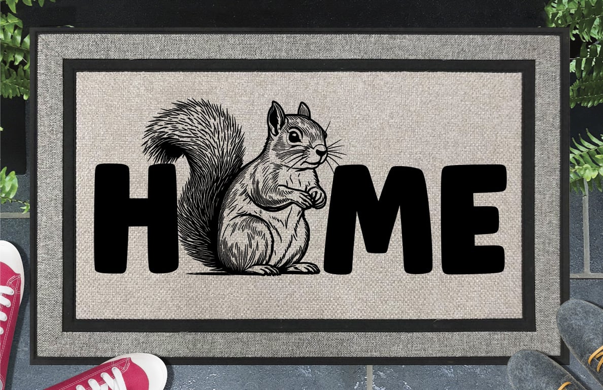 Squirrel Home Door Mat No.3 - Squirrel Welcome Mat - All Weather, 45x70cm 