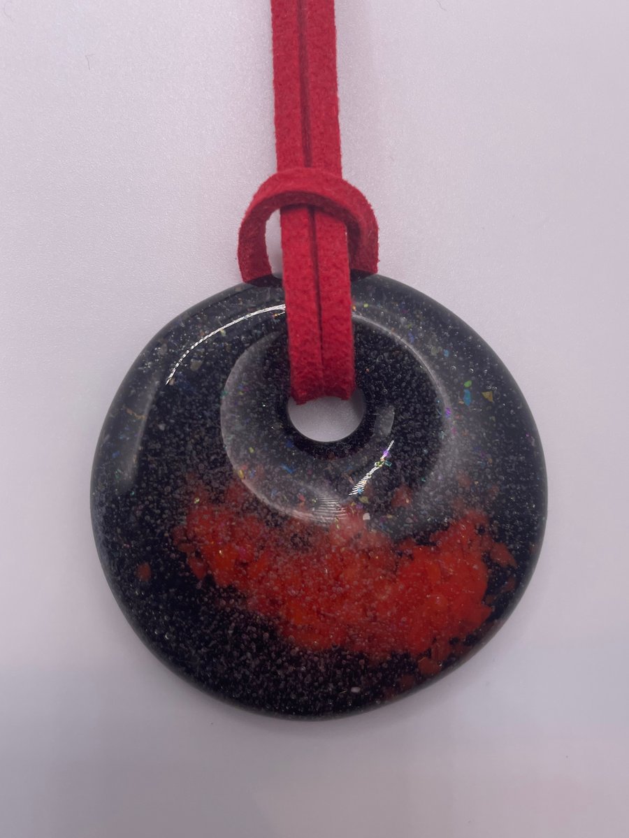 "Lava" red glass pendant