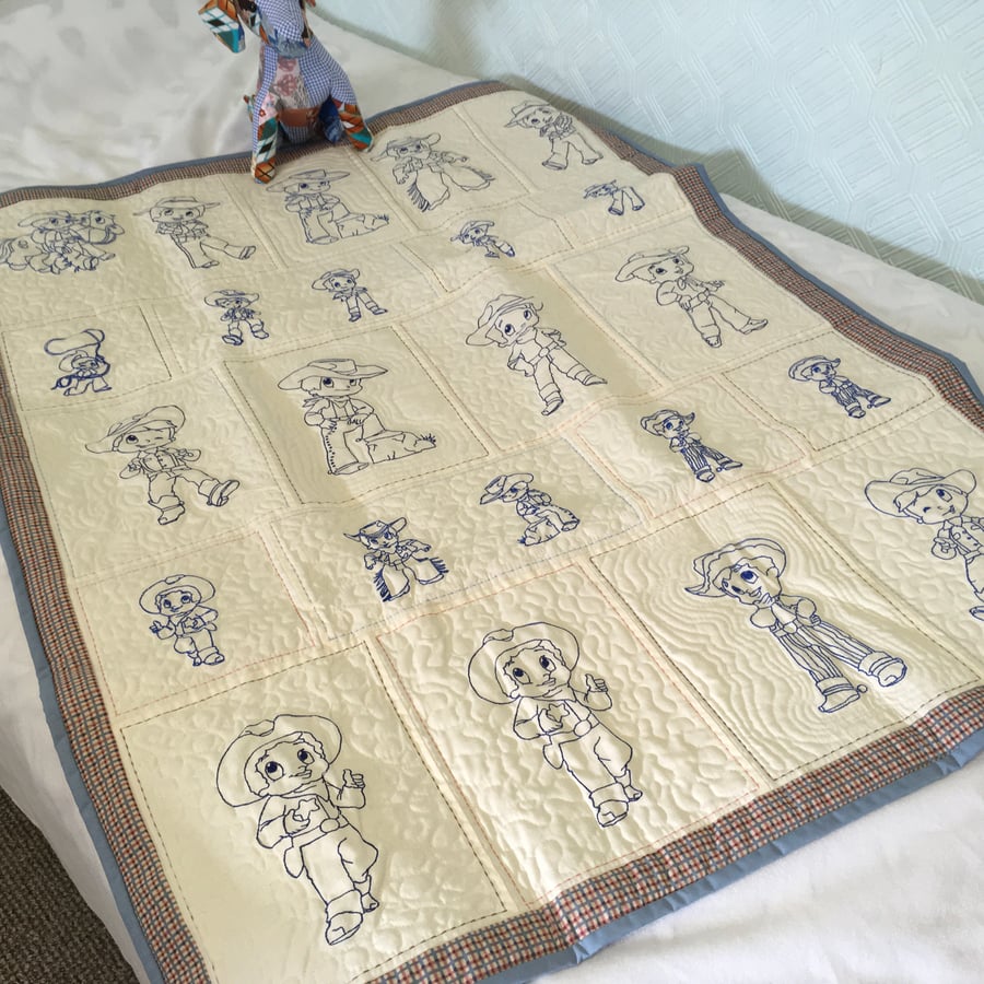 Boy’s and Girl’s Quilts. Cowboy Designs. Cowgirl Designs. Small Bed Cover.