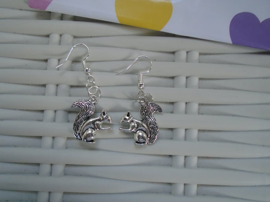 Silver Plated Squirrel Earrings Gift Idea