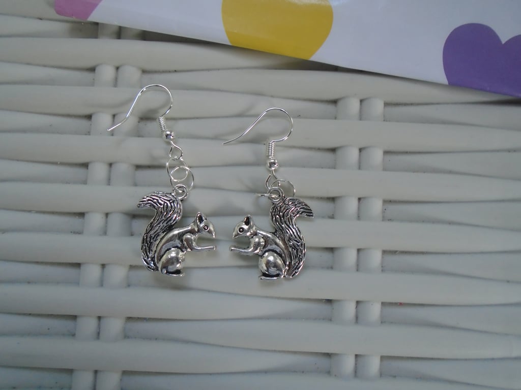 Silver Plated Squirrel Earrings Gift Idea