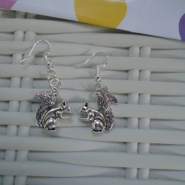 Silver Plated Squirrel Earrings Gift Idea