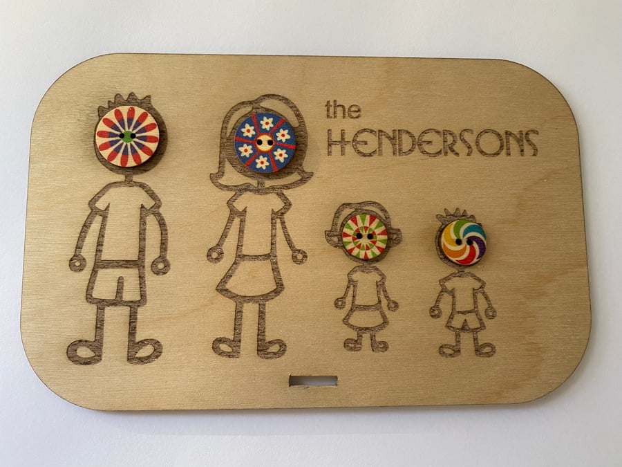 Our Family plaque, handmade in plywood, personalised 