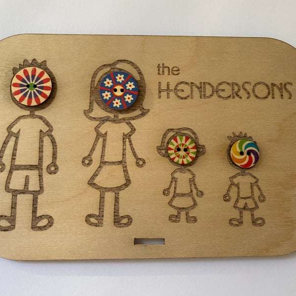 Our Family plaque, handmade in plywood, personalised 