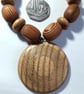 Wooden Bead & Round Pendant Necklace - Image 3