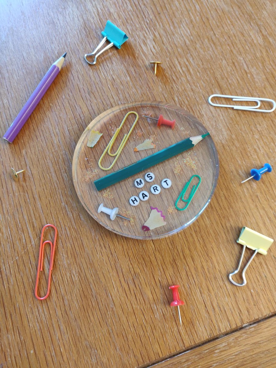 Personalised Teacher Coaster, End of term gift for TA, Office Decor, Resin Paper