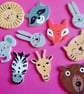 10 x Animal head Shape Wood Patterned Buttons  2 holes - Image 1