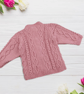 Hand Knitted Rose Pink Baby Cardigan with Cable Knit and Wooden Buttons - Image 5
