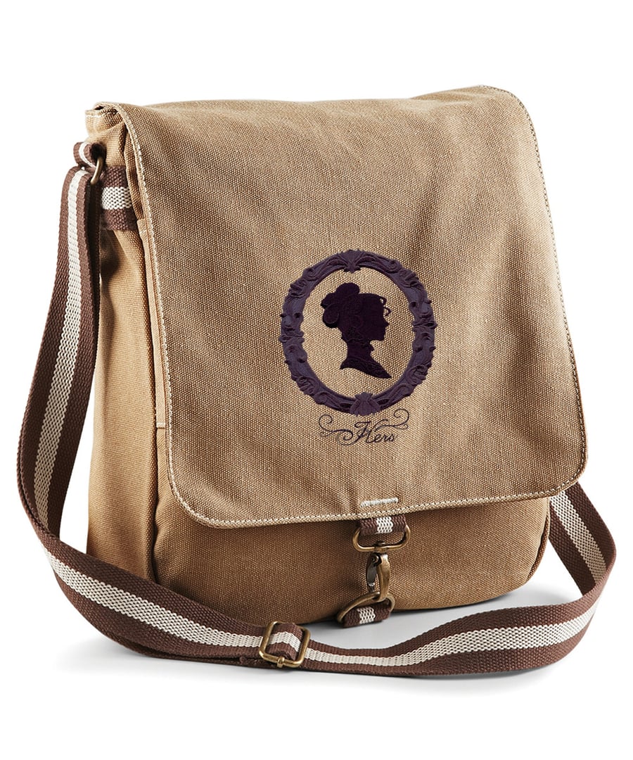 Hers Cameo Embroidered Canvas Field Bag