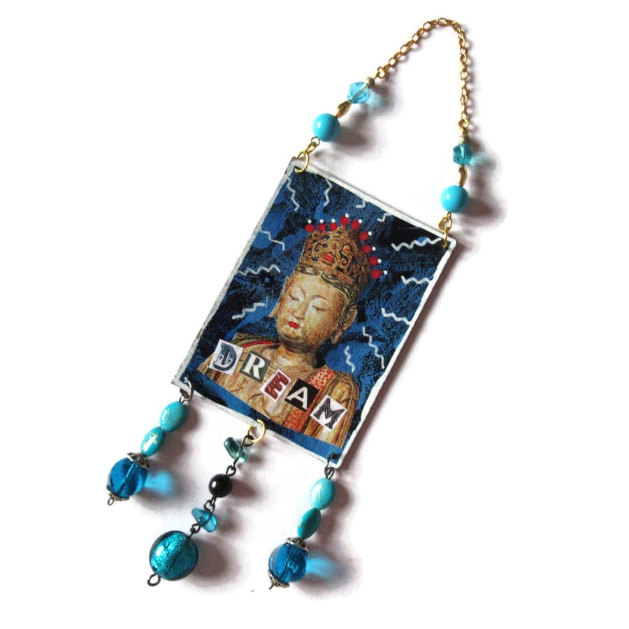 Inspirational Miniature Artwork Beaded ACEO Ornament Spiritual DREAM Art