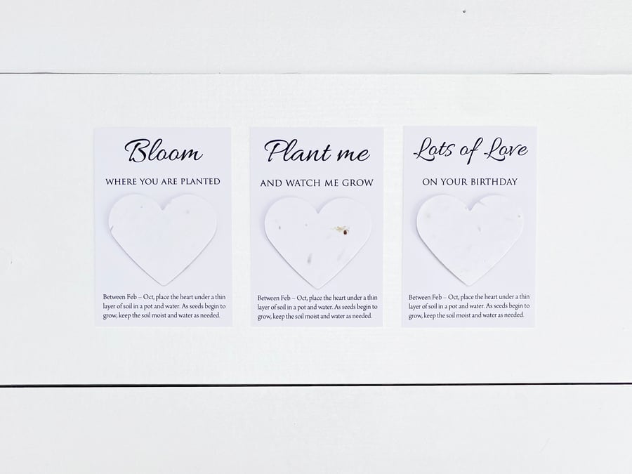 1 x Plantable Seed Heart Favour - Birthday Favour, Wedding Favours, Memorial