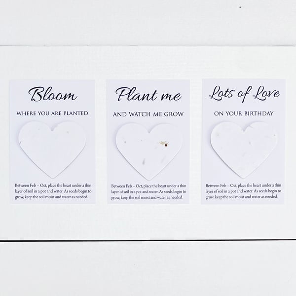 1 x Plantable Seed Heart Favour - Birthday Favour, Wedding Favours, Memorial