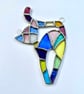 Stained Glass Patchwork Cat Suncatcher - Handmade Decoration - Pastel - Image 1