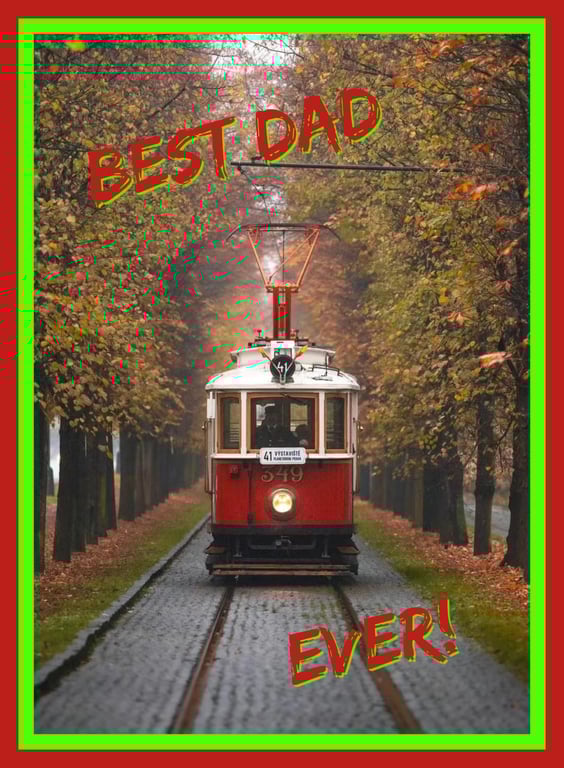 Best Dad Tram  A5 Greeting Card 