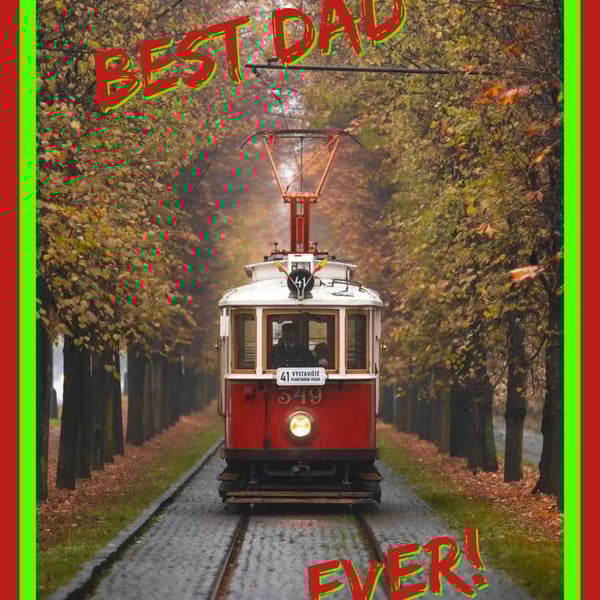 Best Dad Tram  A5 Greeting Card 