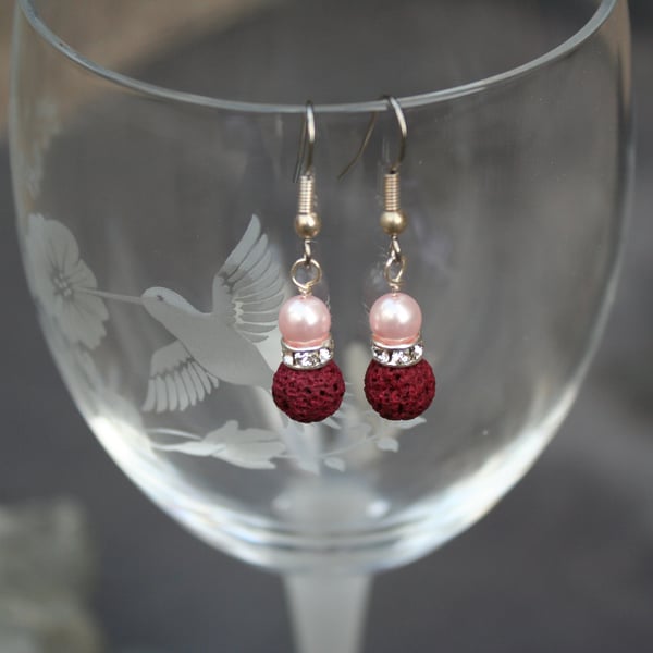 Lava bead and crystal earrings