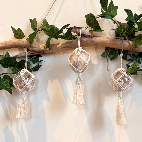 Christmas Baubles, Seashell Xmas decoration, set of 3, free UK delivery